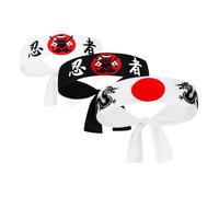 VILLFUL 3PCS Japanese Ninja Karate Headbands for Men and Women Durable Samurai Fitness Headband with Traditional Hachimaki Style Decorative Sushi Accessories for Sports and Costume