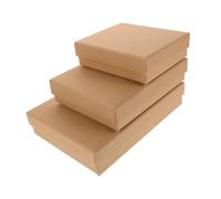VILLFUL 3pcs Kraft Paper Jewelry Boxes with Lids for Present Packaging Portable Cardboard Boxes for Lipsticks Cosmetics Perfumes Essential Oils for Special Occasions and Business Use