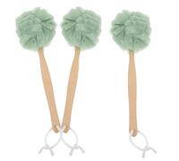 VILLFUL 3pcs Long Handle Bathing Back Brush with Nylon and Wood Exfoliating Shower Scrubbers for Deep Cleaning Reach Areas Skin Smoothing and Nourishing Bath Supply