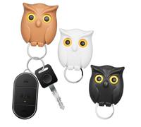 VILLFUL 3pcs Magnetic Owl Key Holders with Adhesive Backing Wall Mount Plastic Key Hooks for Secure Decorative Entryway Wall Decor Black White