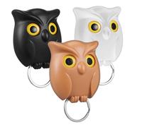 VILLFUL 3pcs Magnetic Owl Key Hooks Adhesive Wall Mount Key Holders Plastic and Easy No Drill Installation