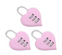 VILLFUL 3pcs Mini Heart-Shaped Combination Padlocks, Pink Resettable Code Locks for Luggage, Diary, and Travel Use