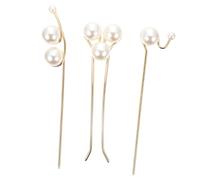 VILLFUL 3Pcs Pearl Metal Hair Sticks Elegant Hair Chopsticks Hairpin for Women Simple Classic Chinese Accessories for Daily Wear Wedding Party Prom