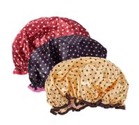 VILLFUL 3pcs Shower Cap Double Layer Reusable Bathing Shower Caps for Woman for Night Sleeping Extra for Braids