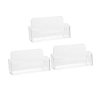 VILLFUL 3Pcs Transparent Acrylic Business Card Holder Organizer Clear Desk Display Stand Single Business Cards Storage Box for Office and Home Stable Non Slip Display Rack