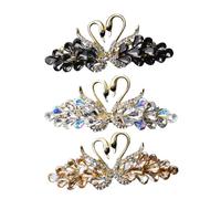 VILLFUL 3pcs Vintage Rhinestone Crystal Swan Hair Clips Alloy Barrettes for Women Secure Hold Elegant Sparkly Hair Accessories for Wedding Engagement Party