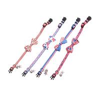 VILLFUL 4 Pcs Adjustable Independence Day Pet Collar Stylish Usa Flag Design Party Accessories for Dogs Puppies and Cats Comfortable Fit for Different