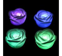 VILLFUL 4 Pcs LED Electronic Rose Lanterns Colorful Rose Candle Lamps for Valentine Day Decorations Romantic Party Night Lights for Home Cafe Restaurant Bar and