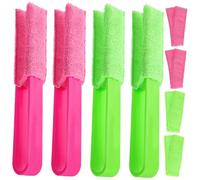 VILLFUL 4 Pcs Venetian Blind Cleaning Duster with Reusable Microfiber Sleeves for Window Blinds Air Conditioner Shutters and Car Vents Curved Arm Design for Easy Dust Removal and Reach
