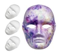 VILLFUL 4 Pcs White Papier-mâché Blank Masks for Men, Full Face Paintable Craft Masks for DIY Decoration and Halloween Party Supplies