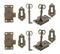VILLFUL 4 Sets Vintage Cabinet Lock Replacement with Key Old Fashioned Dresser Drawer Locks for Wardrobe Jewelry Box Cupboard Door Hardware Secure Storage and Decorative Upgrade