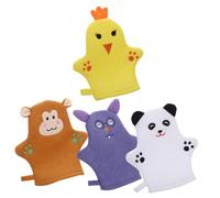 VILLFUL 4Pcs Adorable Animals Bathing Gloves for Exfoliating Cartoon Bath Mitts with Soft Material Gentle Washcloths for Cleaning and Rich Safe Bath Supplies for Shower Use