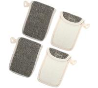 VILLFUL 4Pcs Black Linen Soap Bag with Exfoliating Mesh Bar Soap Holder Pouch for Bath and Shower for Face Cleansing and Travel