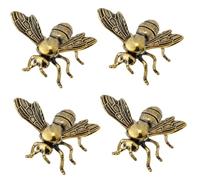 VILLFUL 4pcs Brass Insect Figurine Vintage Small Statue Miniature Toys for Home Tabletop Decor Learning Toys for Boys and Girls Living Display