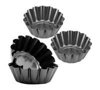 VILLFUL 4pcs Carbon Steel Tart Moulds Non-Stick Fluted Baking Cups for Pudding and Cupcake DIY Baking Thickened Cake Molds for Home Use