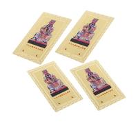 VILLFUL 4pcs Chinese Feng Shui Tai Sui Amulet Card Brass Lucky Charm for Wealth Success Protection Spiritual Token and Stylish Cultural Bag Tag