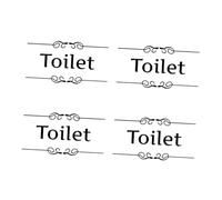VILLFUL 4Pcs Creative Black English Letter PVC Toilet Door Stickers for Bathroom Wall Decoration Removable DIY Stickers for Mall Restaurant Home Restrooms