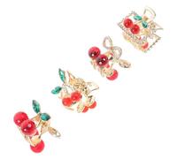 VILLFUL 4pcs Crystal Cherry Hair Clips Rhinestone Metal Claw Clips Cute Dangling Hair Decorations for Women Girls Boys and Girls Sweet Sparkly Accessories