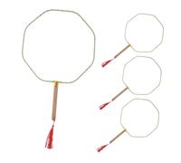 VILLFUL 4pcs Double Sided Blank Round Fan with Long Ergonomic Handle DIY Paddle Fans for Painting Crafts Chinese Style Canvas Compatible with Watercolor Acrylic Markers