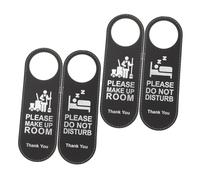 VILLFUL 4pcs Double Sided Please Makeup Door Hanger Signs for Hotel Office Bedroom Black Elegant Design with Do Not Disturb Please Clean Messages for Enhanced Privacy and Efficient Status