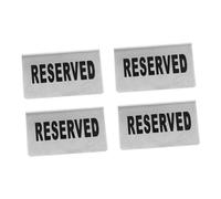 VILLFUL 4Pcs Double Sided Stainless Steel Reserved Table Cards for Weddings Parties Restaurants Silver Party Seat Signs Visible From All Directions Easy to Use Table Reservation Display
