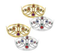 VILLFUL 4pcs Halloween Crowns with Prom King Queen Tiaras Elegant Gold Silver Headpieces for Women Versatile Costume Accessories for Birthday and Party Performances