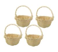 VILLFUL 4pcs Handmade Miniature Woven Baskets Micro-scene Flower Basket Props for Home Storage and Picnic Decorative Containers for Small Flowers Candies and Party Favors