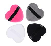 VILLFUL 4pcs Heart-shaped Cotton Powder Puff with Strap for Face and Body High-density Soft Makeup Sponges Washable and Reusable Gentle Touch for Natural Finish