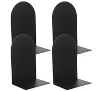 VILLFUL 4pcs Heavy Duty L-shaped Iron Bookends for Heavy Books with Anti-toppling and Antideformation Performance, Stylish Black Metal Page Holders for Office and Rooms