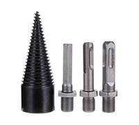 VILLFUL 4pcs Heavy Duty Splitting Wood Drill Bit Set with Grooved Anti-skid Design for Firewood Log Splitting Hex and Round Shank Compatible with Electric and Impact Drills