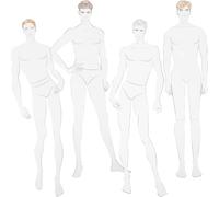 VILLFUL 4pcs Male Curve Template Ruler Set for Fashion Designers Plastic Material Create Realistic Clothing Images and Showcase Clothing Effects