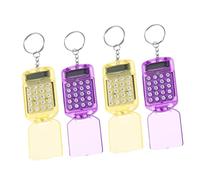 VILLFUL 4Pcs Mini Pocket Calculator with Flip Cover Portable Math Counters Keychain for Students Daily Calculations Convenient Hanging Design Mix