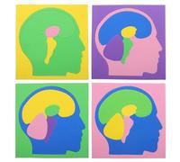 VILLFUL 4pcs Montessori Brain Anatomy Puzzle for, Interlocking Human Brain Model, Educational STEM Jigsaw for Preschoolers and Classroom Learning