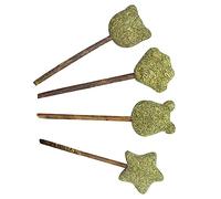 VILLFUL 4pcs Natural Catnip Lollipop Set for Cats Kittens Eco-friendly Digestive Treats Polygonum Lollipops Fun Shapes Cat Paw Bear Head Bear Star Promotes Healthy Tongue Activity and
