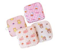 VILLFUL 4Pcs Portable Zipper Tampon Holder Multi-Function Sanitary Storage Bags for Women Travel Small Item Organizer Cute Animal Style