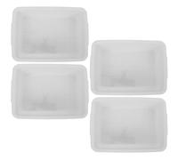 VILLFUL 4pcs Rectangular Plastic Lab Trays for Science Experiments with Chemical Resistance and Seamless Integration, White Organiser Tray for Laboratory Experiments and Sample Handling