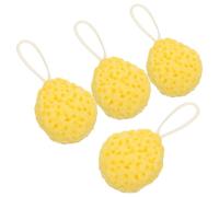 VILLFUL 4pcs Reusable Honeycomb Body Loofah Sponge for Bathing with Gentle and Deep Cleansing, Soft Sponge Shower Puff in Vibrant Yellow for Men and Women, for Spa Level Softness at Home