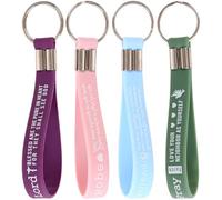 VILLFUL 4pcs Silicone Bible Scripture Keychains Set, Supple Key Rings with Inspirational Verses, Novelty Bag Pendants and Backpack Ornaments for Party Favors and Daily Decoration