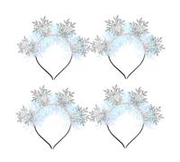 VILLFUL 4pcs Snowflake Glitter Headbands Lightweight Felt Snowflake Hair Hoops Comfortable Christmas Hair Accessories for Women Winter Party Festive Holiday