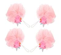 VILLFUL 4pcs Unicorn Loofah Soft Mesh Shower Puff for Body Cleaning Cute Animal Bath Sponge for Boys Gentle Exfoliating Bath Accessories with Charming Cartoon Design