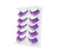 VILLFUL 5 Pairs Colored False Eyelashes Natural Effect Dramatic Manga Lashes for Cosplay Party Soft Flexible Short Cluster Eyelash Extensions Faux Wispy Makeup Accessory