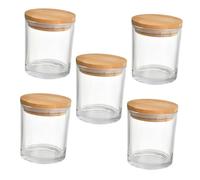 VILLFUL 5 Sets Glass Candle Jars with Bamboo Lids Empty Scented Candle Containers for Home and Bedroom Use