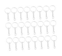 VILLFUL 50 Pcs Metal Key Ring with Chain Set Nickel Color Split Keyring for Keys Accessories Creative Friends Who Often Lose Items