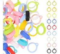 VILLFUL 50pcs Black Silicone Adjustable Pen Rings Clip and Lanyard, Portable Anti-Lost Gadget Hanging Rings for Men, Convenient Finger Lanyard for Writing Tools and Accessories