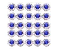 VILLFUL 50pcs Blue Abs Flower Shape DIY Glue-on Embellishments for Hairband Decoration, Half-round Pearl Craft Accessories for Nail Art and Birthday Party Decor