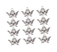 VILLFUL 50PCS DIY Angel Head Alloy Charms Retro Pendant for Jewelry Making Antique Silver Fashion Pendants for Necklace Bracelet Keychain Craft Accessories