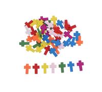 VILLFUL 50pcs Necklace Charm Craft Cross Charms Wood Cross Beads Crucifix Pendant Necklace Pendants Cross Necklaces Religious Charms Beaded Necklace Wooden Cross Bamboo Bracelet Fashion