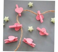 VILLFUL 50pcs Pink Wooden Heart-Shaped Paper Clips for Office Supplies Sturdy Mini Memo Holders for Desk Organization Wood Construction Paper Clamps for Secure Paperwork Management