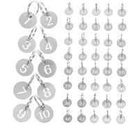 VILLFUL 50pcs Stainless Steel Number Tags Key Ring Labels for Key Management Lightweight Portable Numbered Tags for Home Office Dorm and Rental Properties