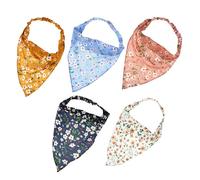 VILLFUL 5Pcs Floral Printed Elastic Triangle Hair Scarves for Women Breathable Head Kerchiefs with Stylish Hairbands for Daily Wear and Special Occasions